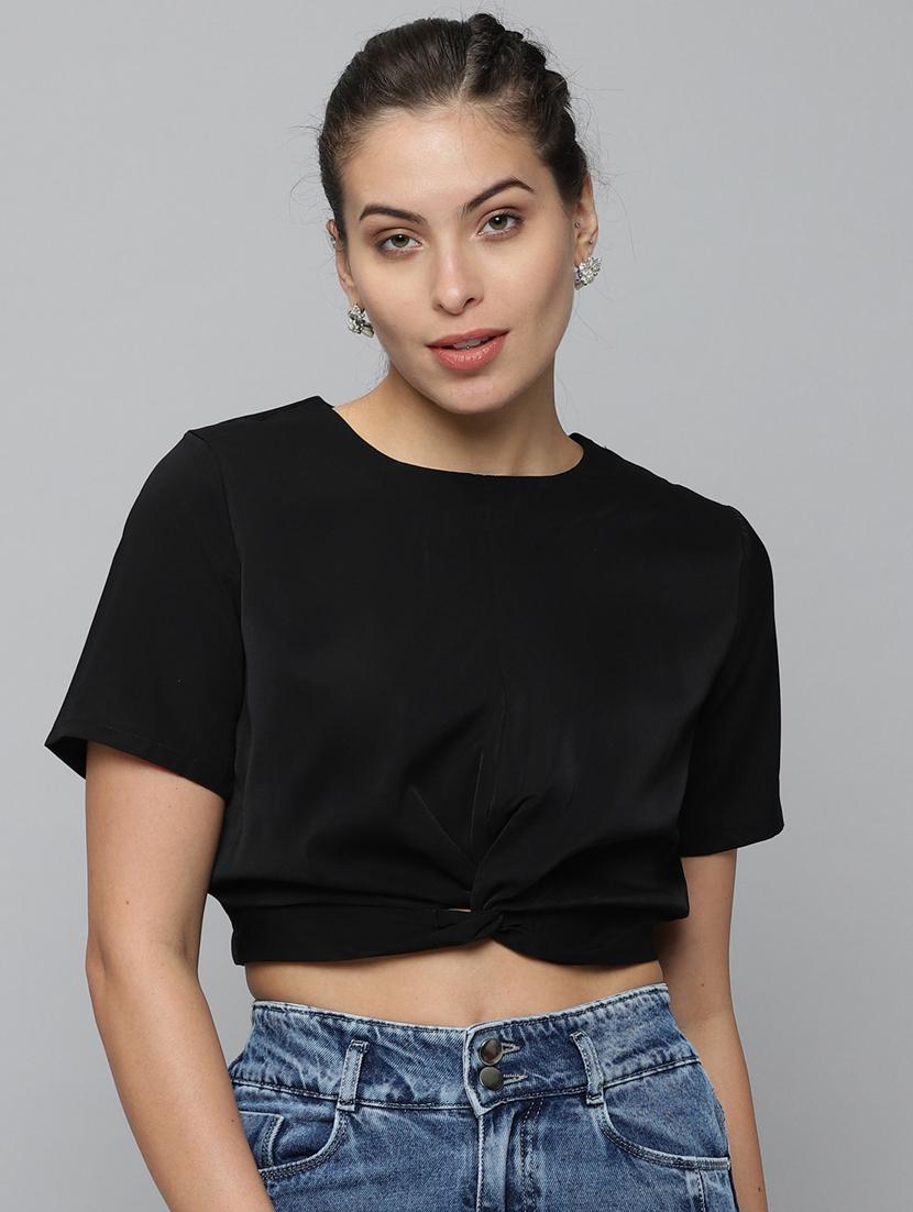 women's crop round neck top - 18532192 - Zoom Image - 0