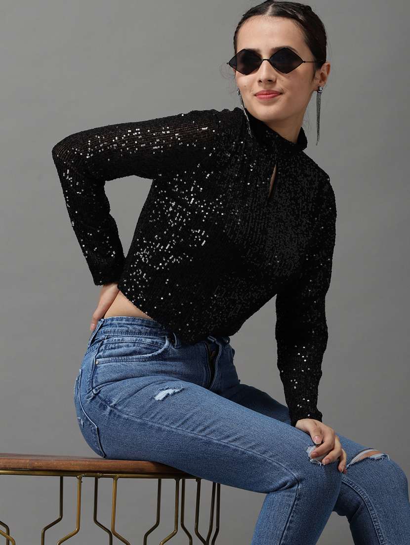 long sleeved embellished top  - 18532193 -  Standard Image - 1