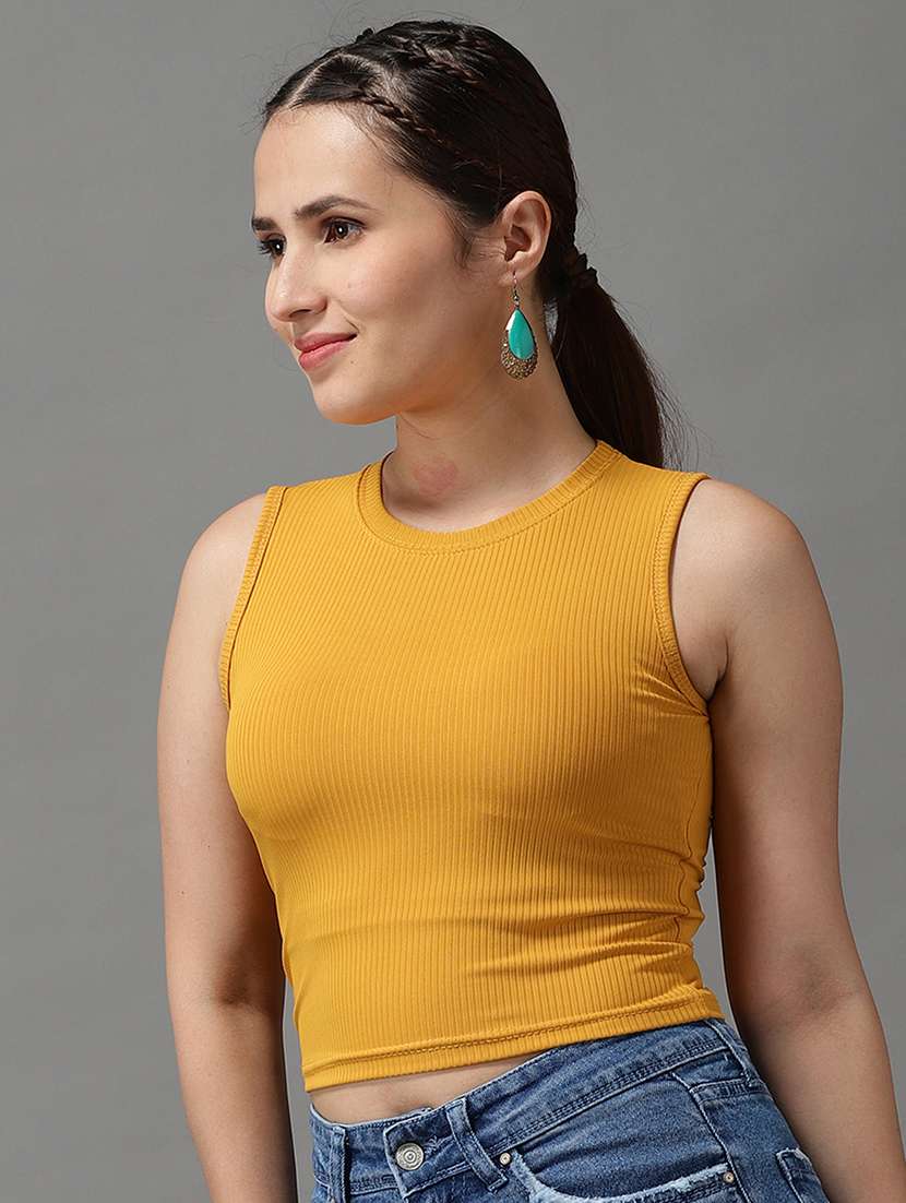 women's crop round neck top - 18532231 -  Standard Image - 1