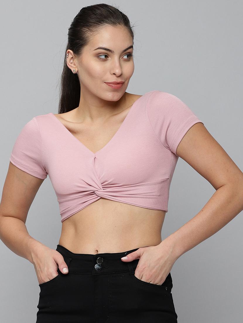 women's crop v neck top - 18532242 - Zoom Image - 0