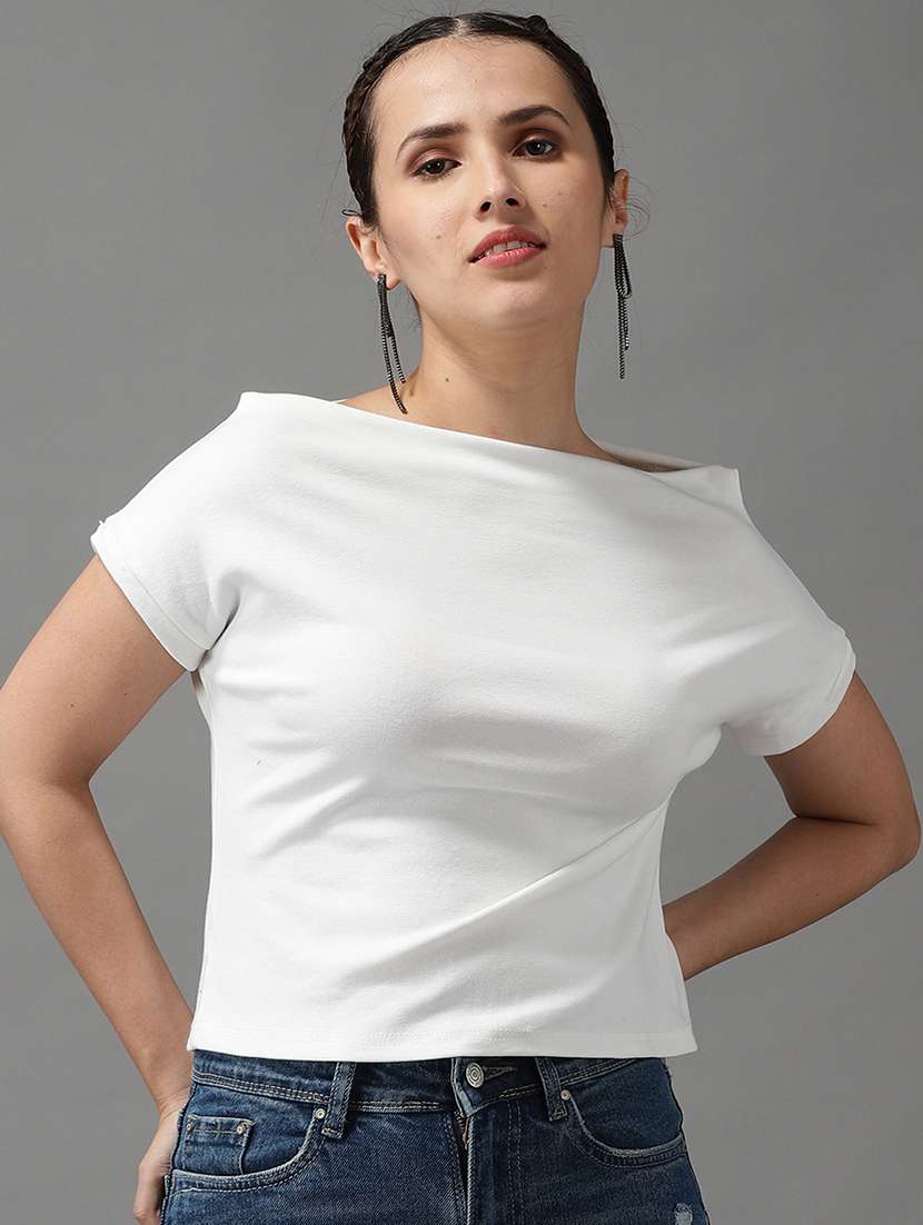 boat neck solid top 