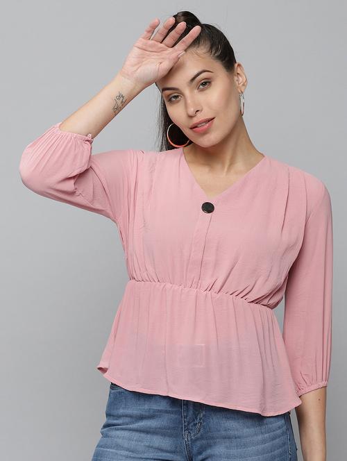 women's peplum v neck top - 18532265 - Standard Image - 0