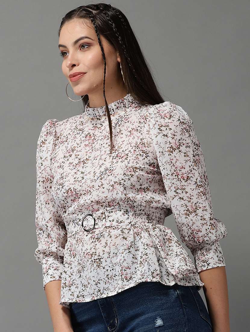 women's peplum mock neck top - 18532274 - Standard Image - 1