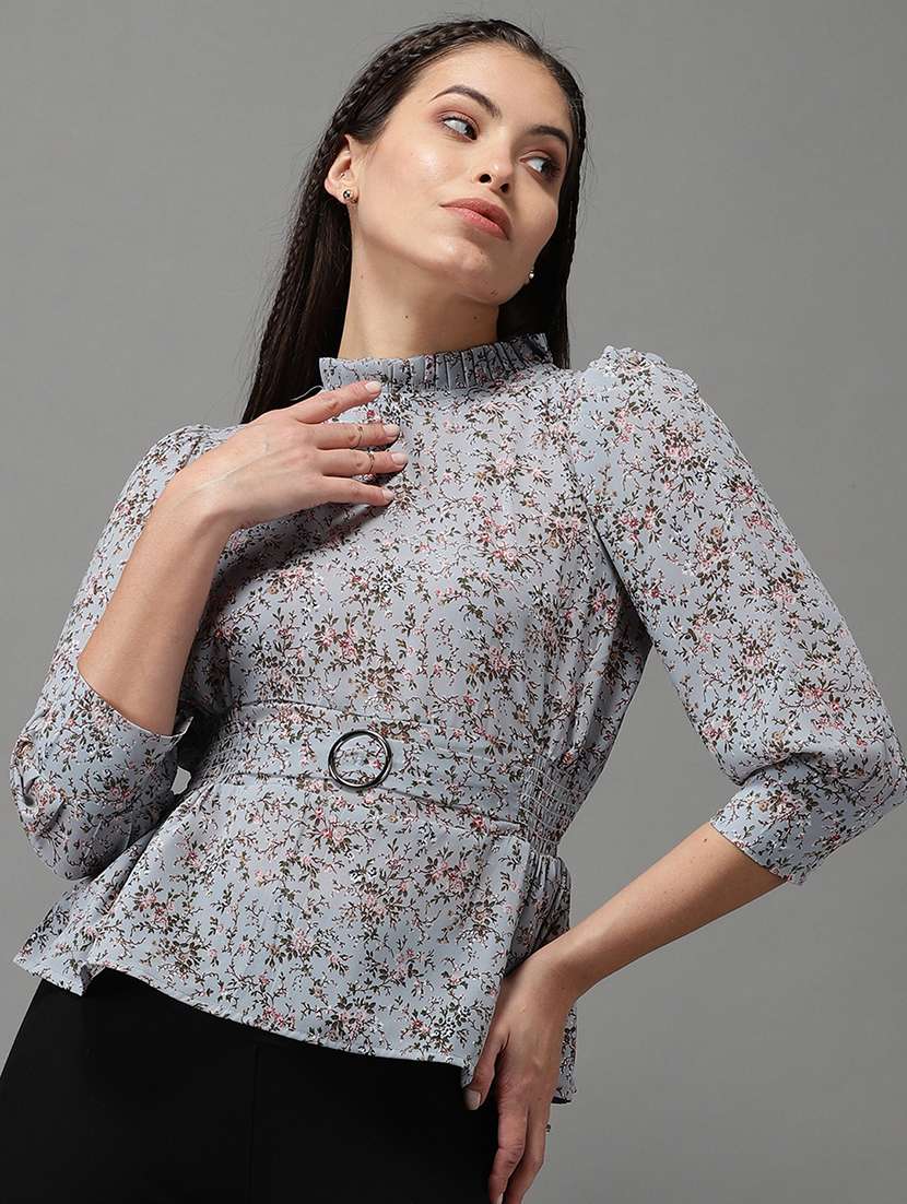 women's peplum mock neck top - 18532275 -  Zoom Image - 0