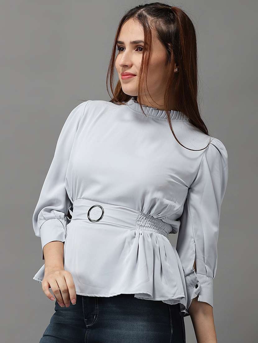 women's peplum mock neck top - 18532276 -  Standard Image - 1