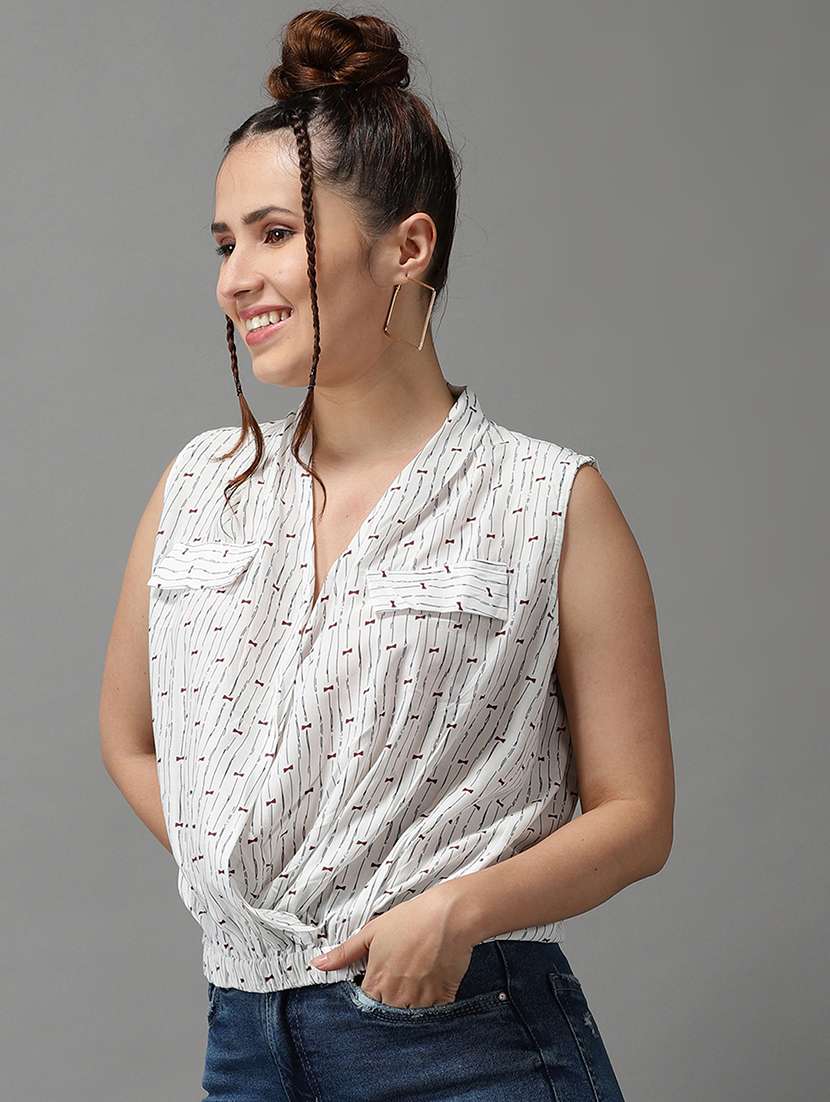 women's crop v neck top - 18532279 -  Standard Image - 1