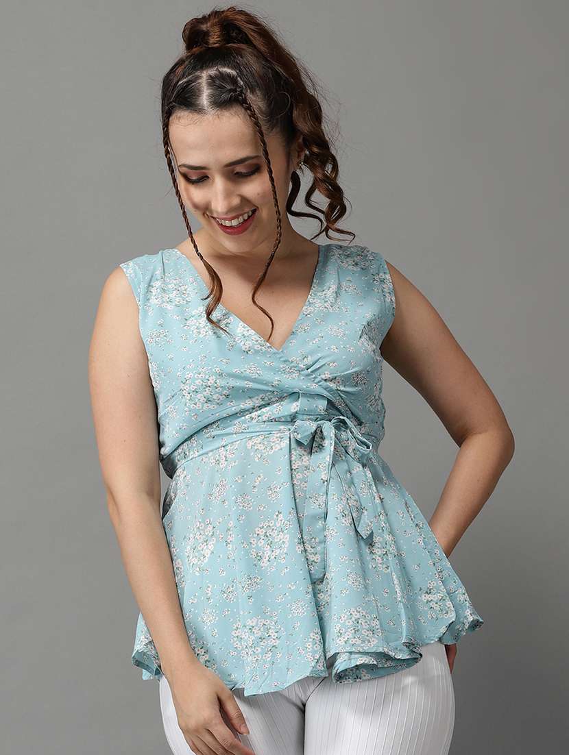 women's peplum v neck top