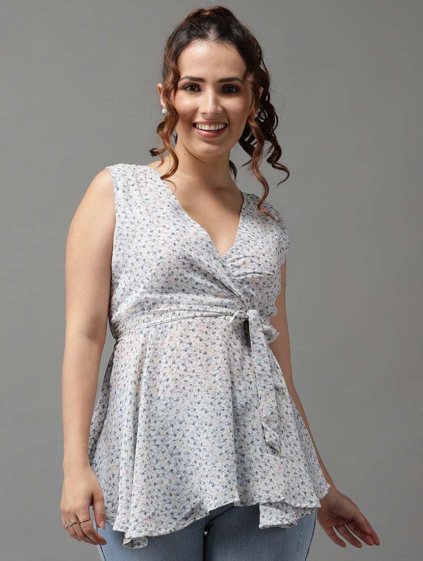 women's wrap v neck top - 18532293 - Zoom Image - 0