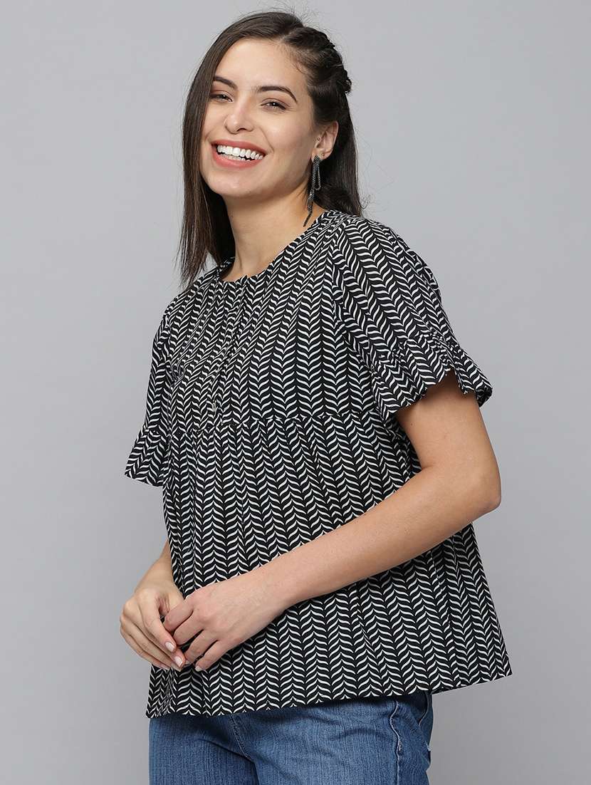 women's peplum round neck top - 18532300 -  Standard Image - 1