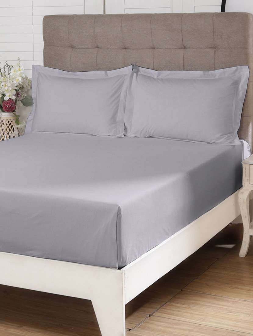 pizuna cotton 400tc 100% cotton violet grey flat bed sheet double size