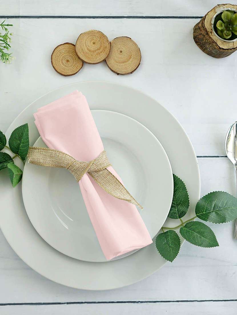 pizuna linens 100% long staple cotton light pink small dinner napkins - 14 inch x 14 inch (set of 8), soft, premium, durable