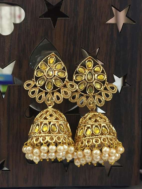 gold brass jhumka earring