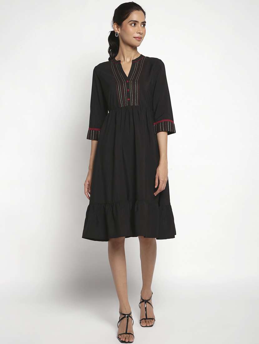 women's fit & flare solid dress