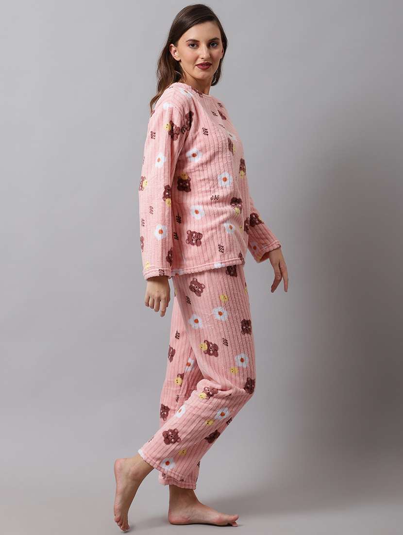round neck printed nightwear pyjama set  - 18532736 -  Standard Image - 1