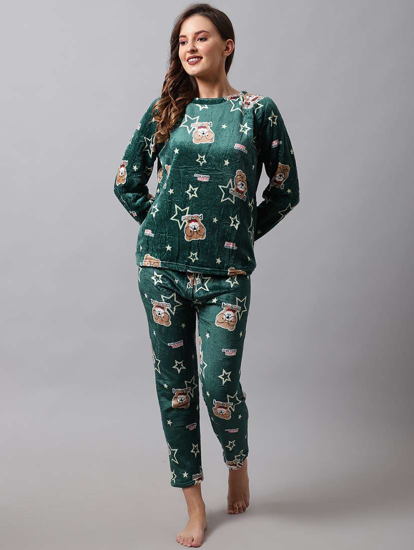 round neck printed nightwear payjama set 