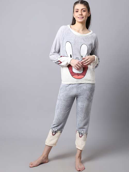 round neck printed nightwear payjama set  - 18532749 -  Standard Image - 0