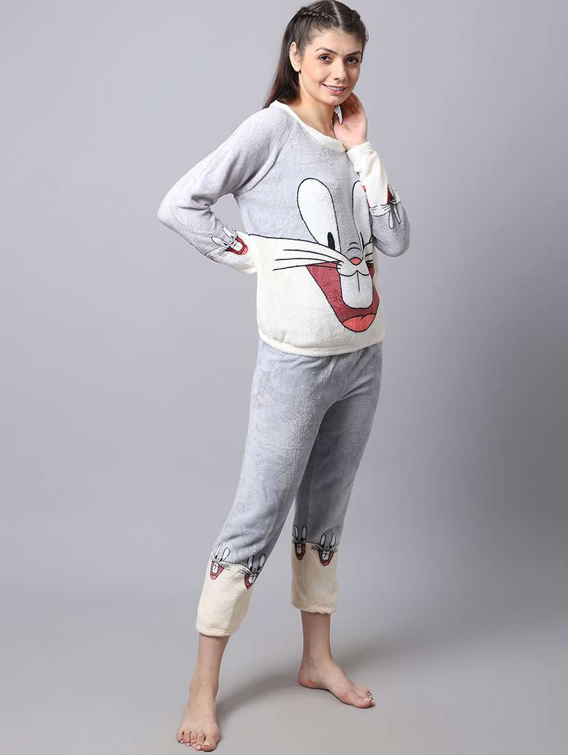 round neck printed nightwear payjama set - 18532749 - Standard Image - 1