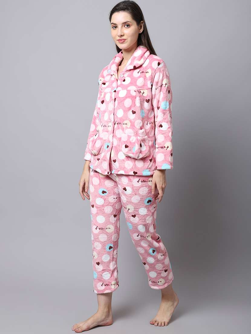 shirt collar printed nightwear payjama set  - 18532757 -  Standard Image - 1
