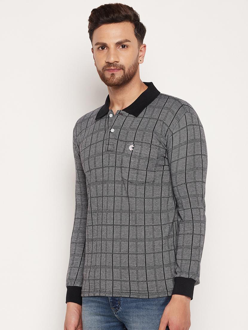men checkered long sleeved polo t-shirt - 18532864 - Standard Image - 1