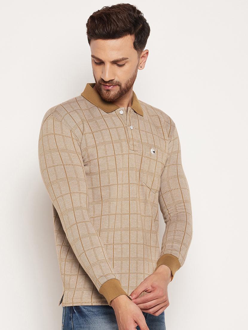 long sleeved checkered polo t-shirt - 18532865 - Standard Image - 1