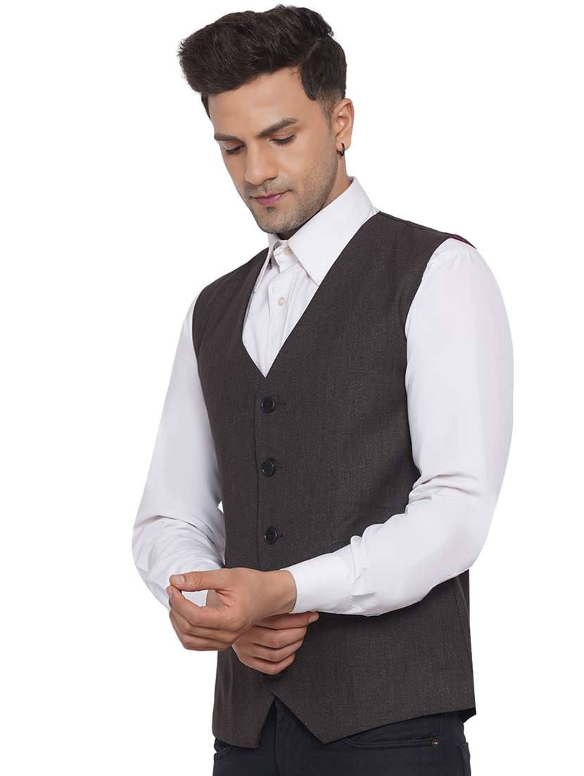 men solid sleeveless waist coat - 18532908 -  Standard Image - 1