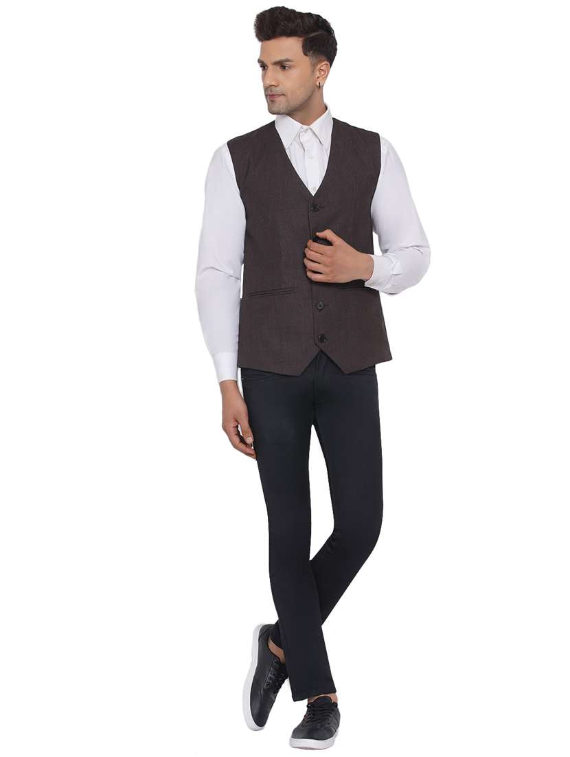 men solid sleeveless waist coat - 18532908 -  Standard Image - 4