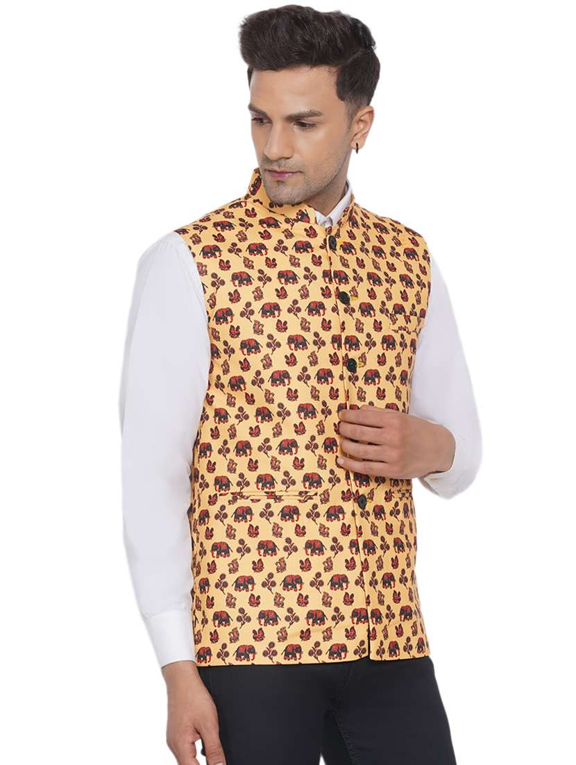 printed nehru jacket - 18532922 -  Standard Image - 1