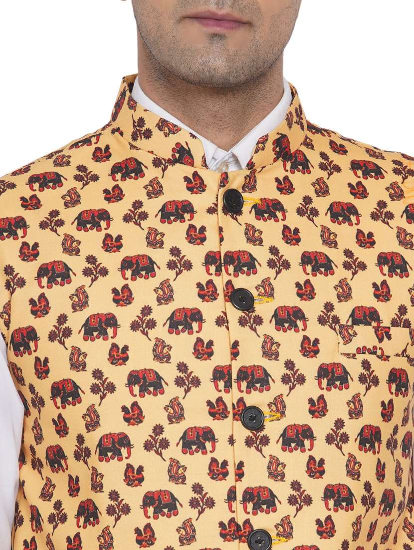 printed nehru jacket - 18532922 -  Standard Image - 4