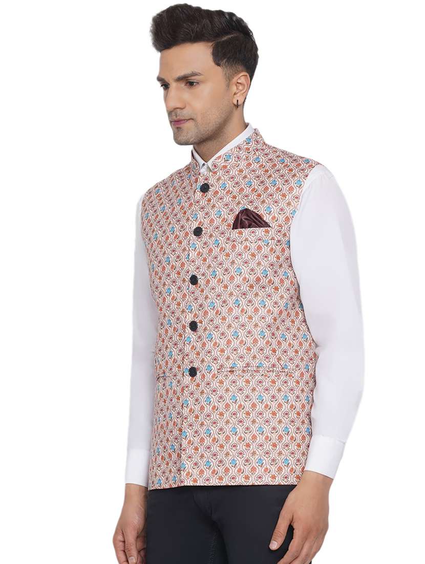 printed nehru jacket - 18532929 -  Standard Image - 1
