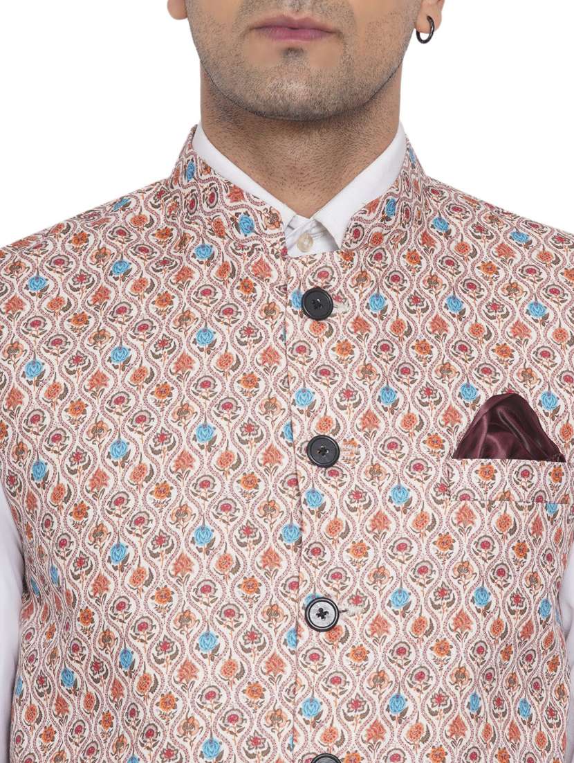 printed nehru jacket - 18532929 -  Standard Image - 4