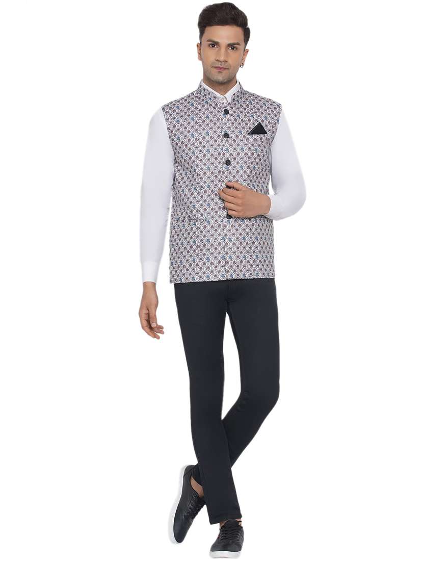 printed nehru jacket - 18532930 -  Standard Image - 4