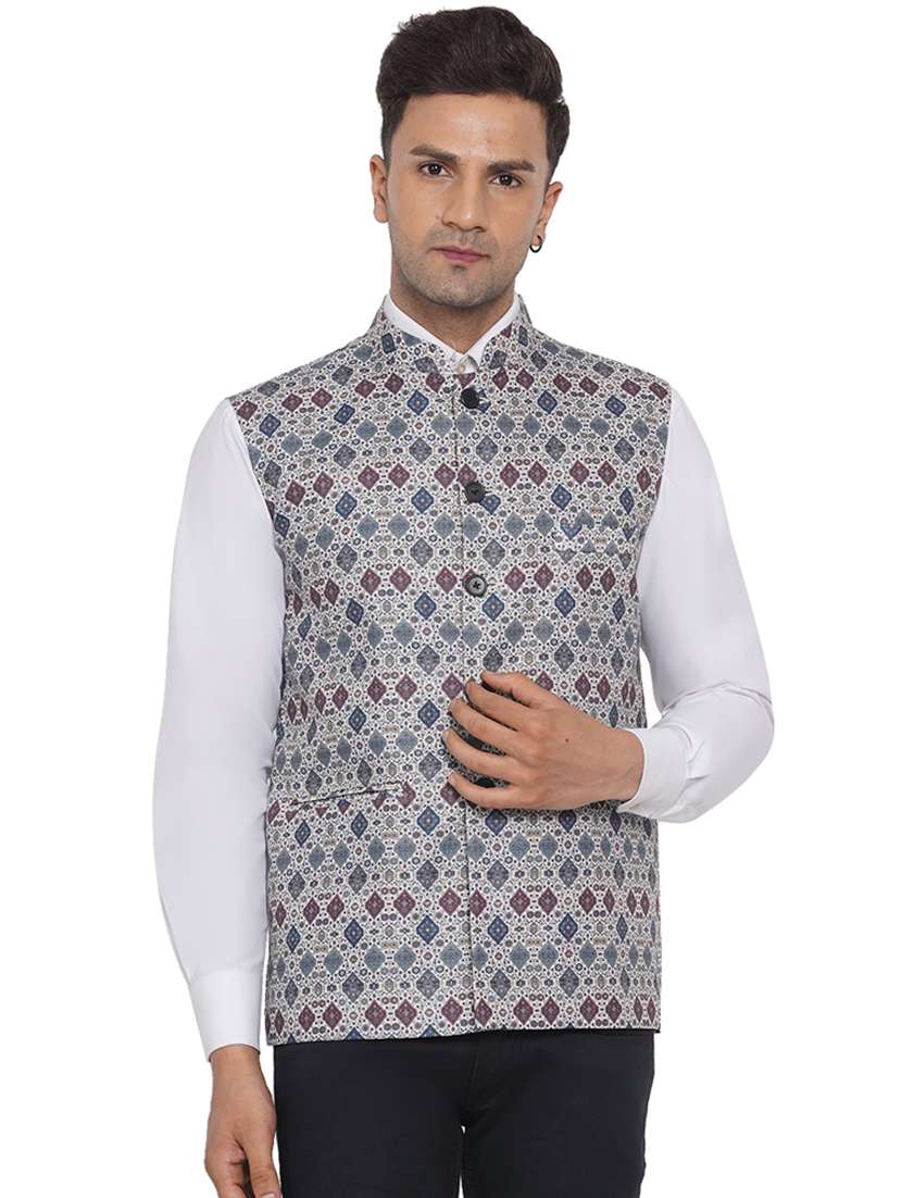 printed nehru jacket