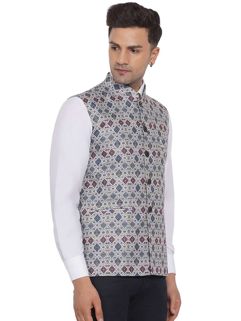 printed nehru jacket - 18532931 -  Standard Image - 1