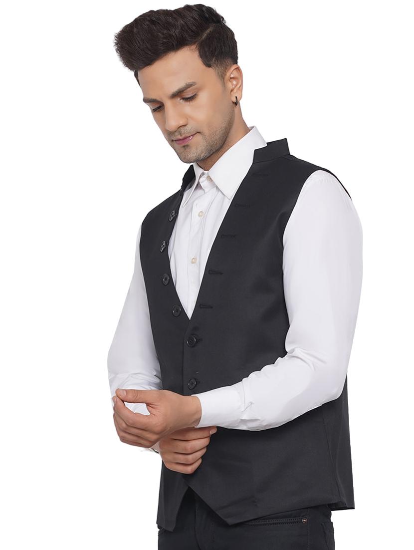 overlapping neck solid nehru jacket - 18532941 -  Standard Image - 1