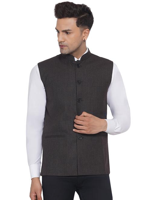 solid nehru jacket - 18532950 - Standard Image - 0