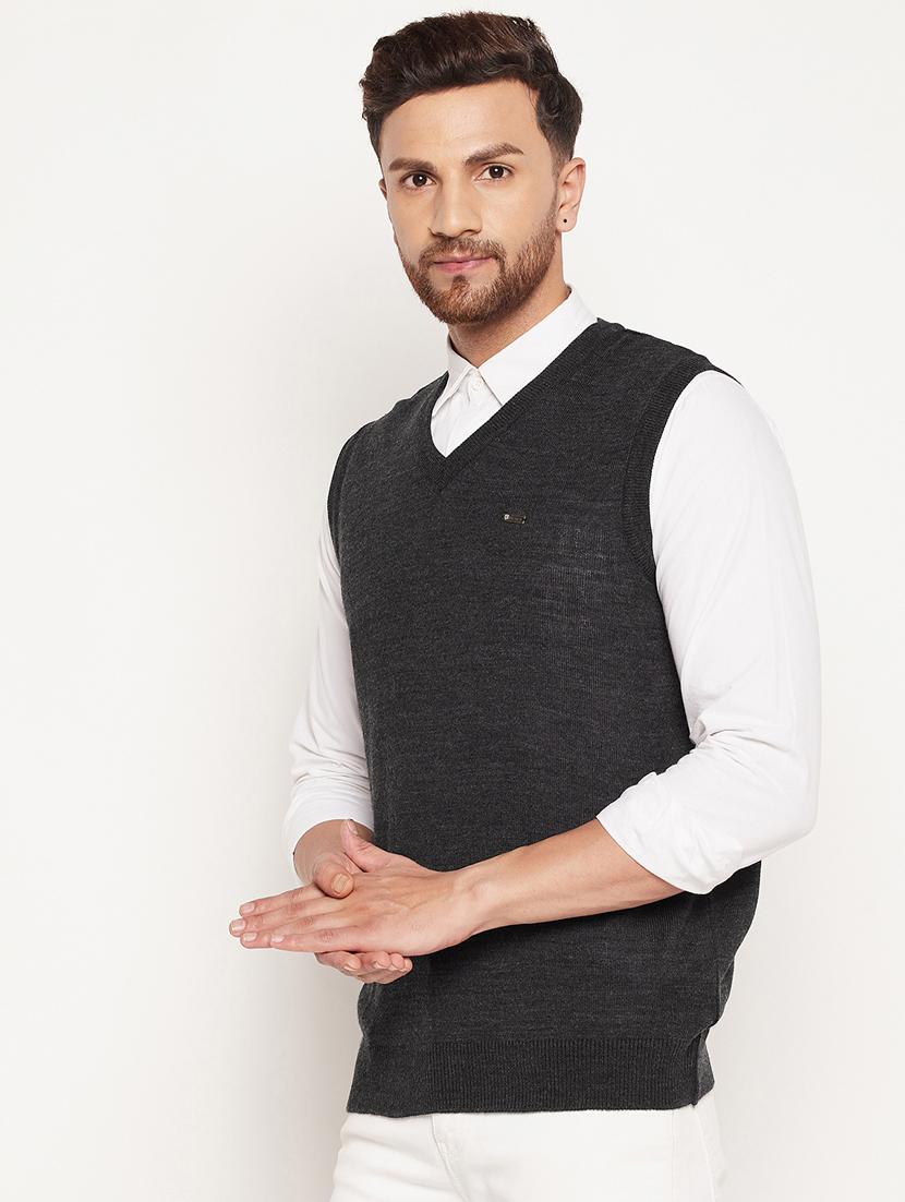 v neck solid pullover - 18532954 - Standard Image - 1