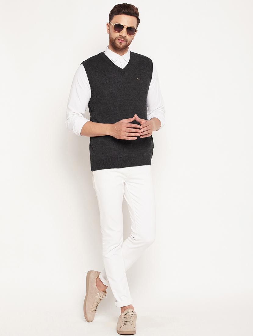 v neck solid pullover - 18532954 - Standard Image - 4