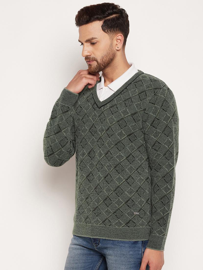 v neck checkered pullover - 18532960 - Standard Image - 1
