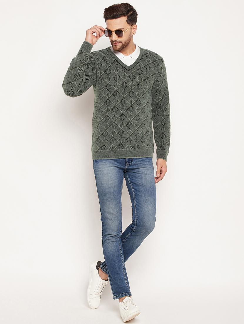 v neck checkered pullover - 18532960 - Standard Image - 4