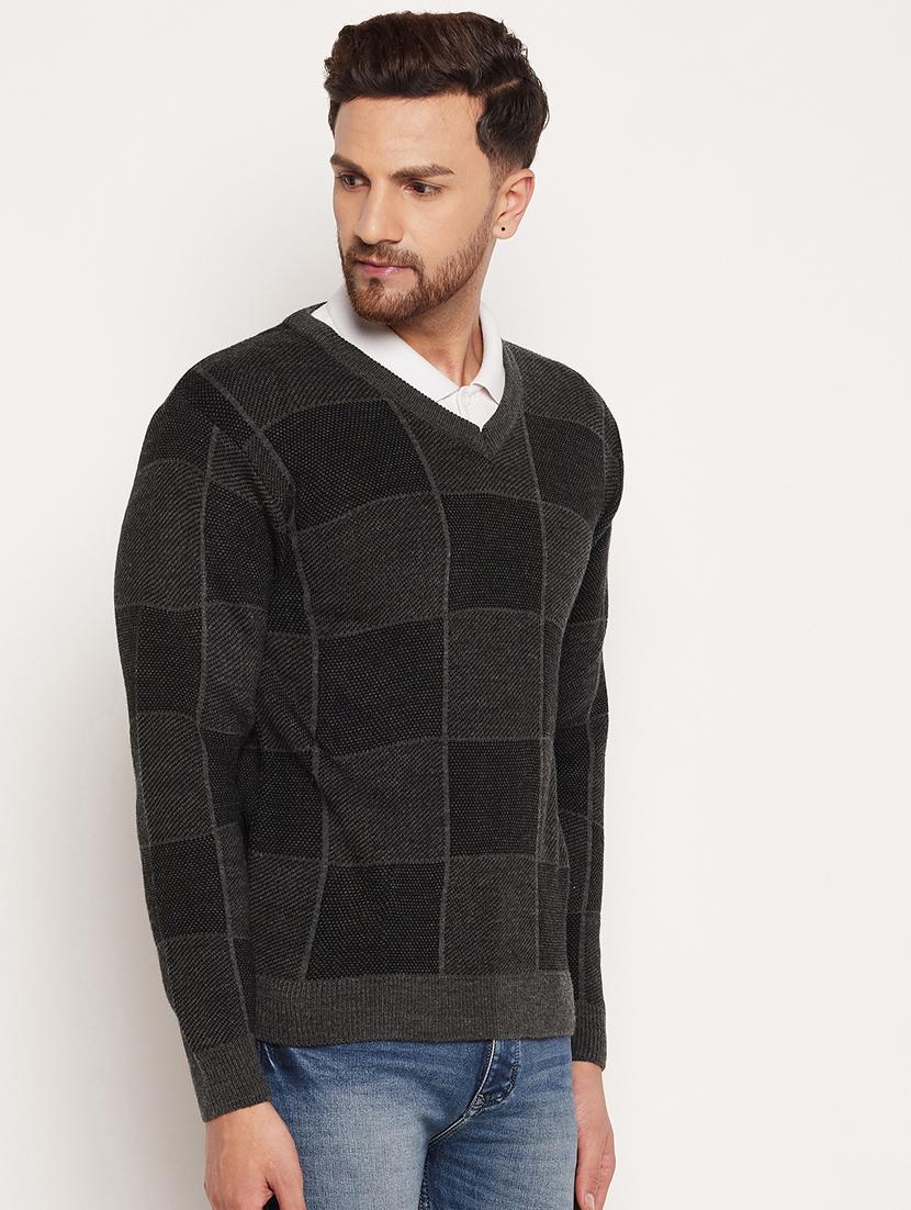 v neck checkered pullover - 18532962 - Standard Image - 1