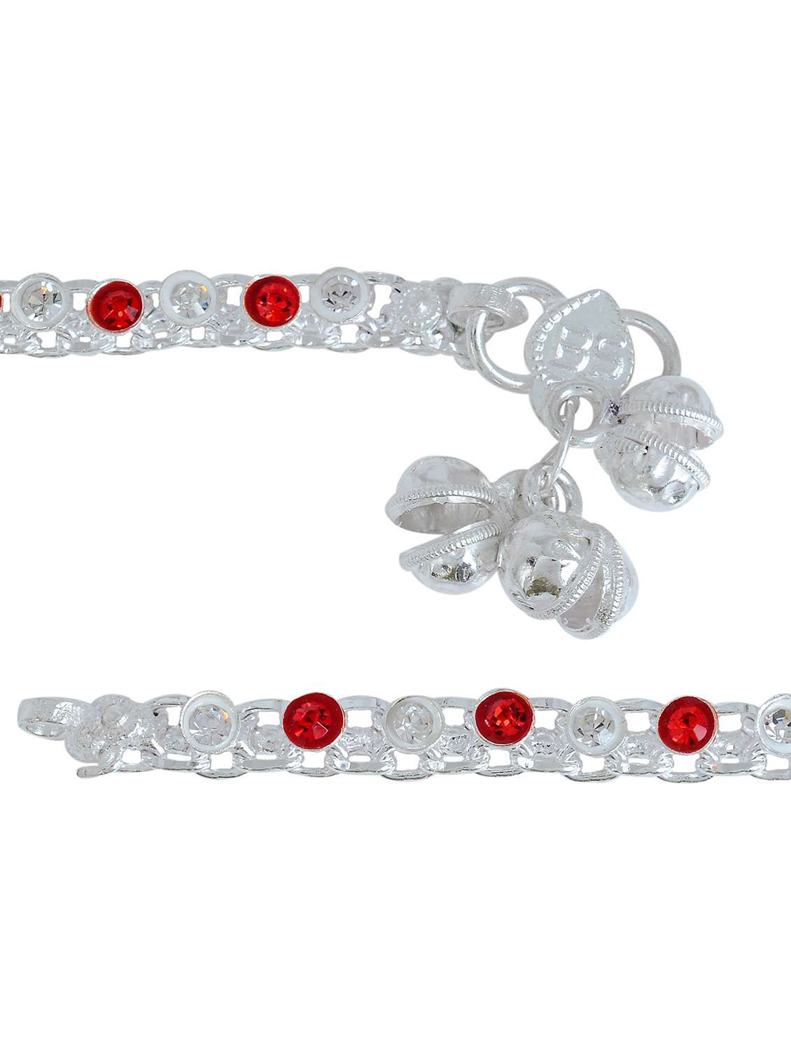 silver plated brass anklet with studded stones  - 18533986 -  Standard Image - 1