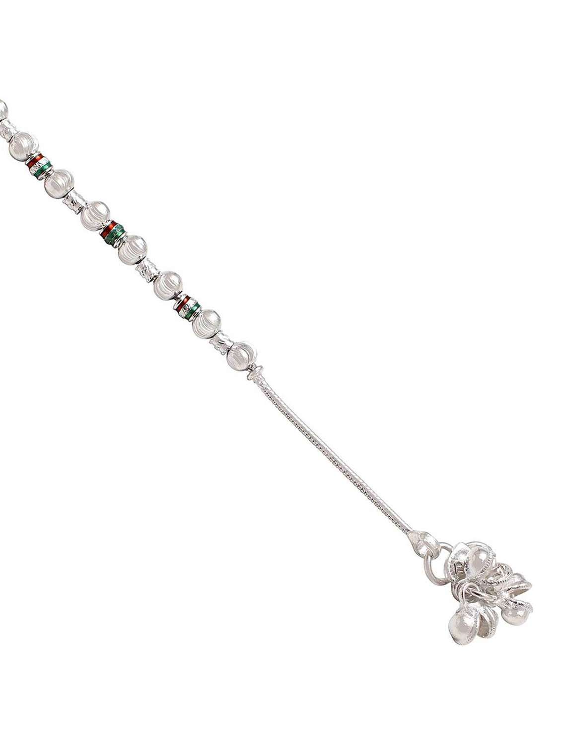 silver plated multi color stoned anklet  - 18533989 -  Standard Image - 1