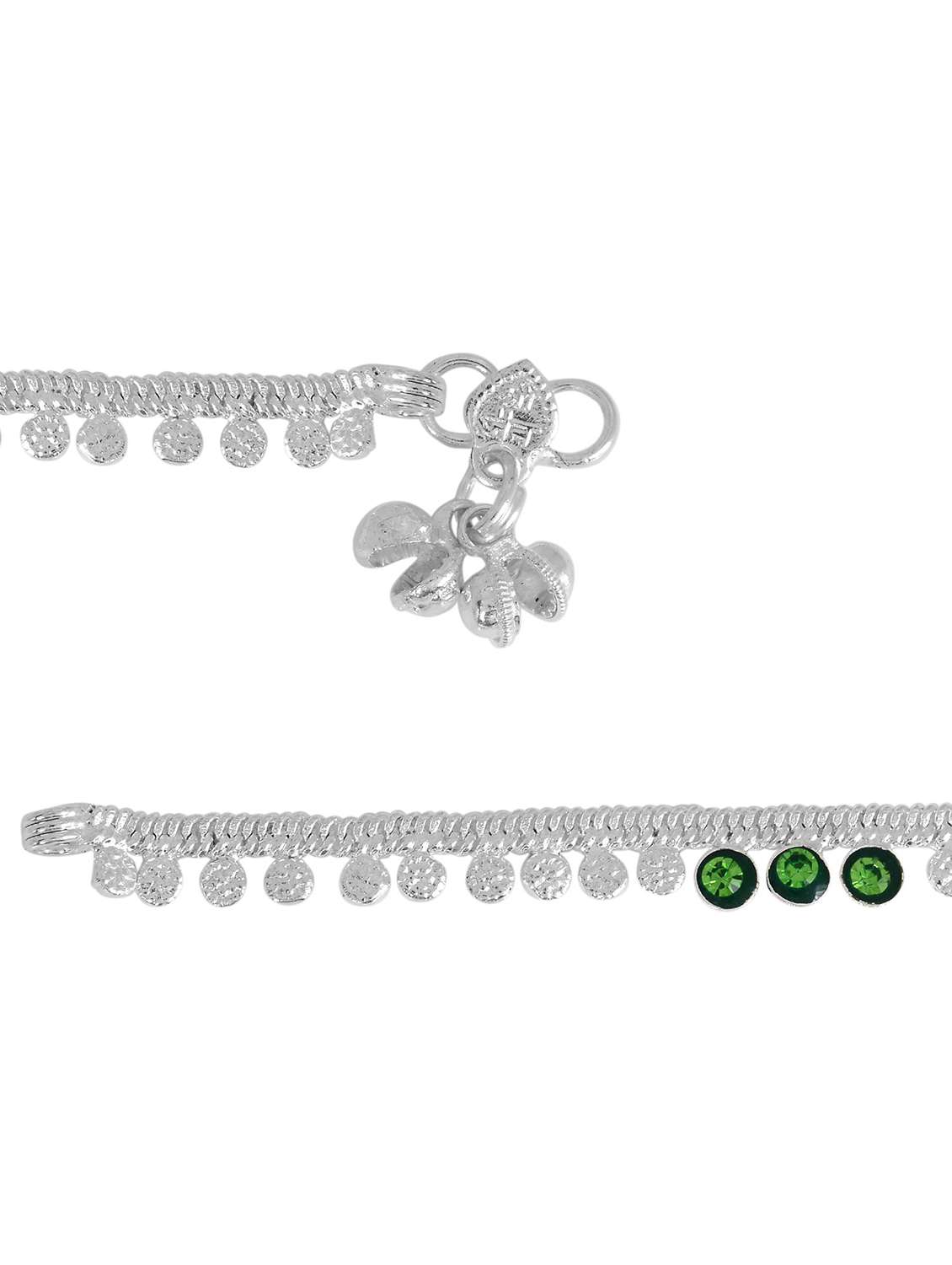 silver plated multi color stoned anklet  - 18533997 -  Standard Image - 1