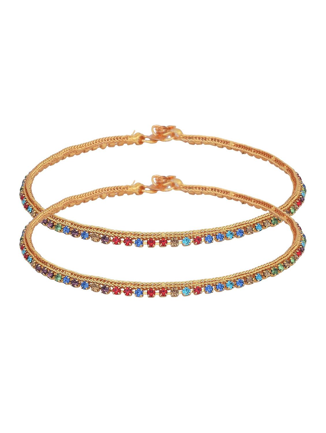 multi colored gold plated brass anklet - 18534043 - Standard Image - 1