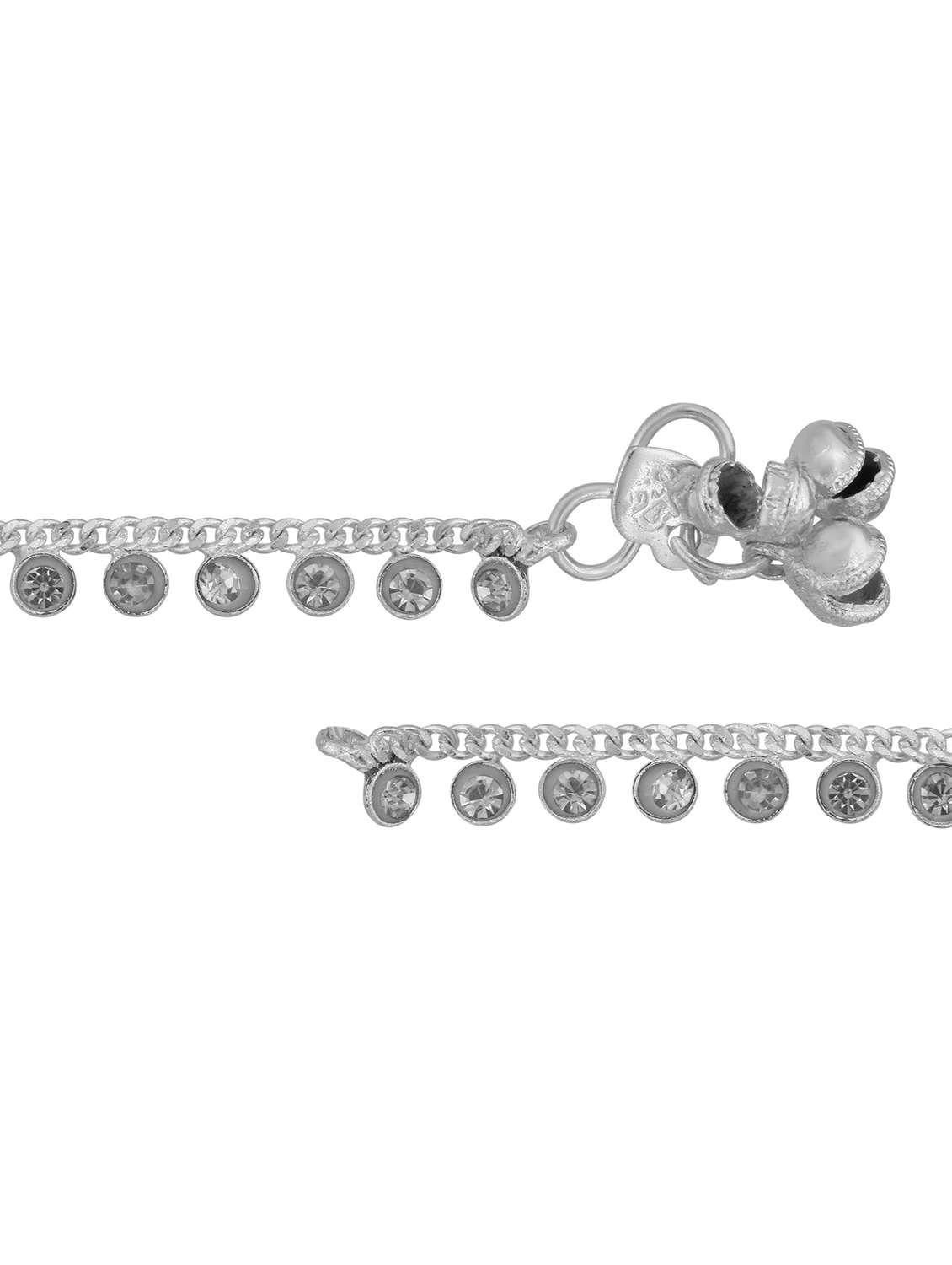 silver plated brass anklet with studded stones  - 18534086 -  Standard Image - 1