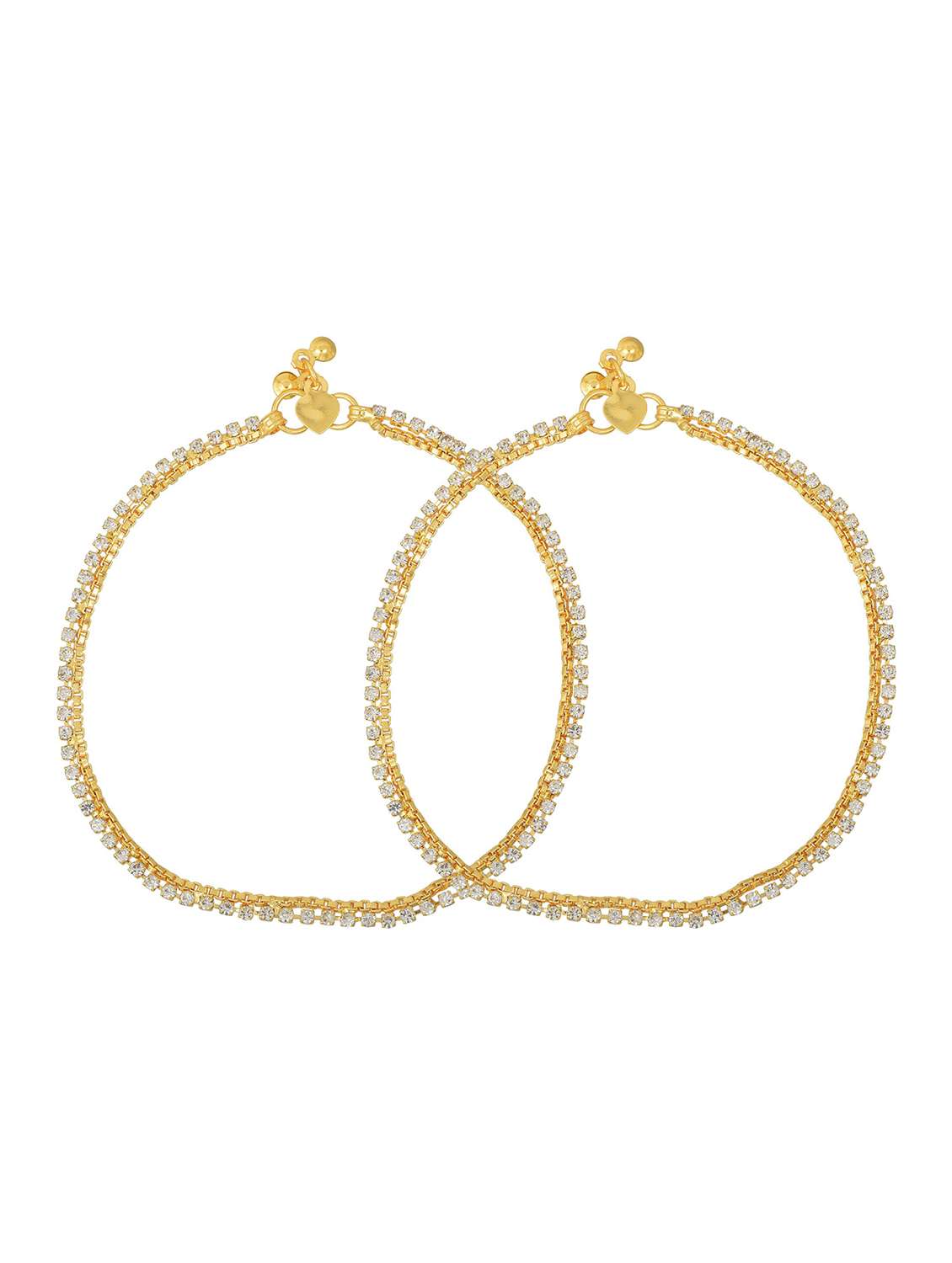 gold plated brass anklet with studded stones 