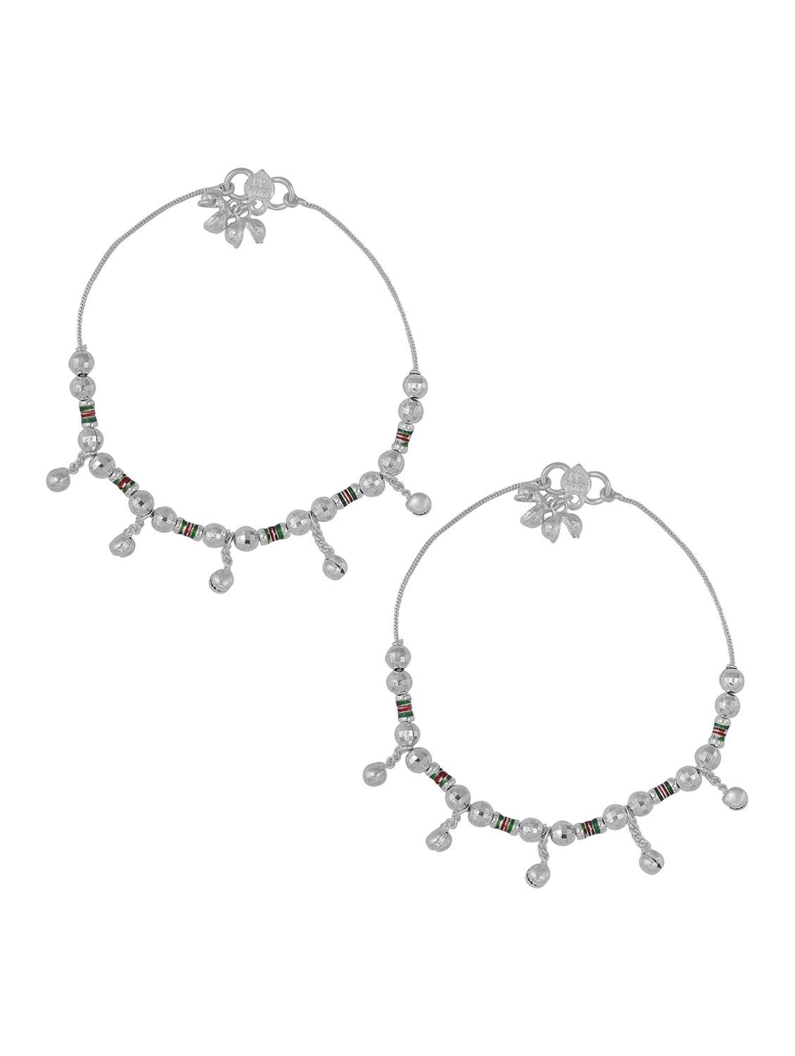 silver plated multi color stoned anklet  - 18534103 -  Standard Image - 1