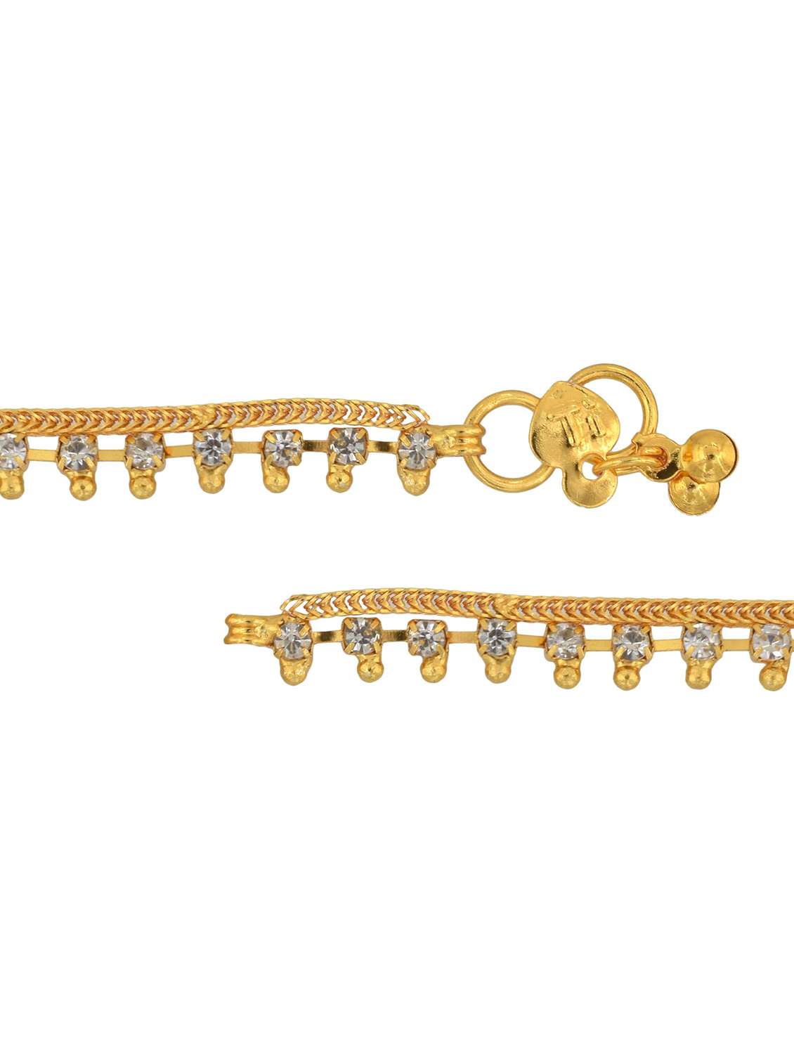 gold plated brass anklet with studded stones  - 18534109 -  Standard Image - 1