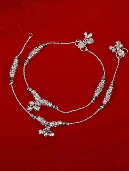 silver plated multi color stoned anklet - 18534119 - Standard Image - 0