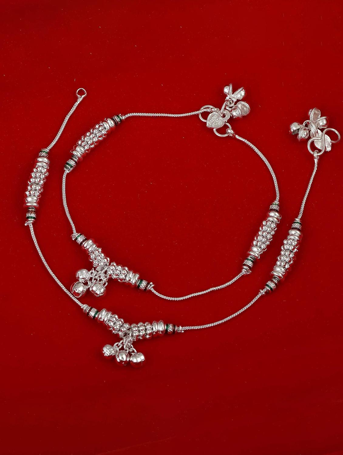 silver plated multi color stoned anklet - 18534119 - Zoom Image - 0